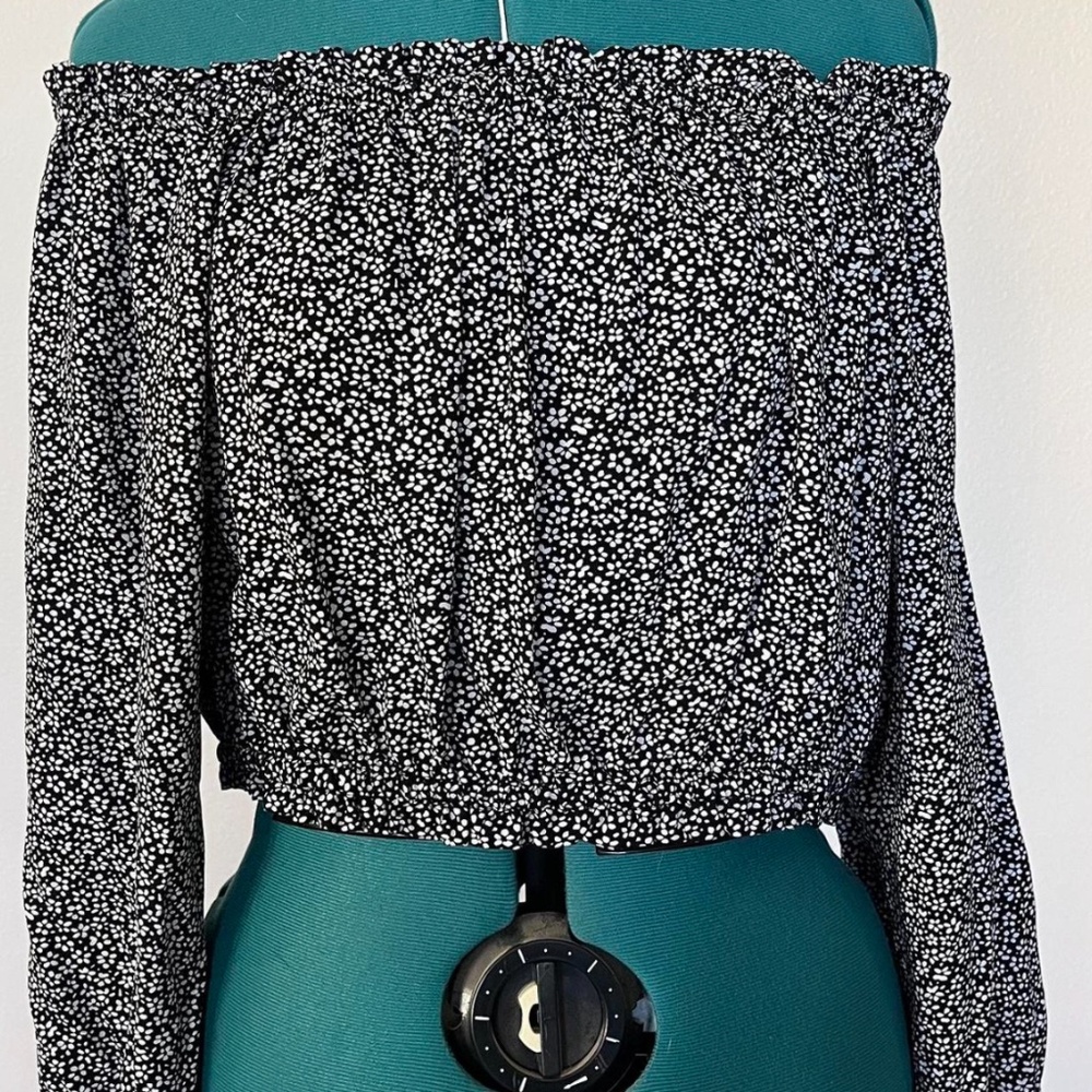 Black and White Floral Blouse